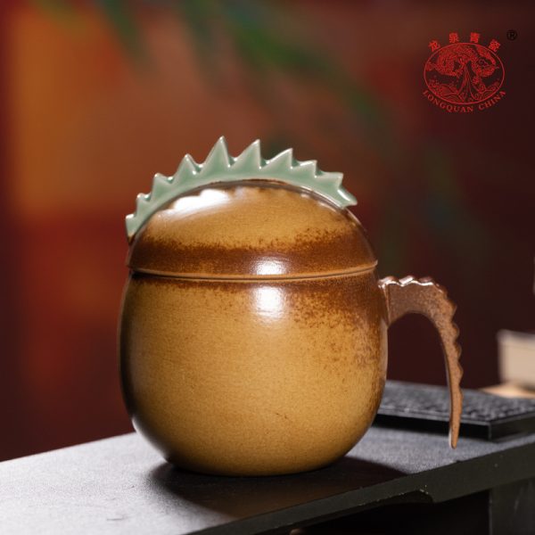 龙泉青瓷 马克杯家用喝水杯灰釉高颜值泡茶杯 陶瓷杯子办公咖啡杯