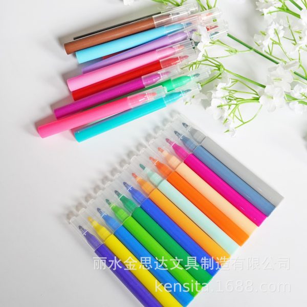 水彩笔绘画笔套装幼儿园小学生可水洗涂鸦标记儿童礼物彩色笔12色