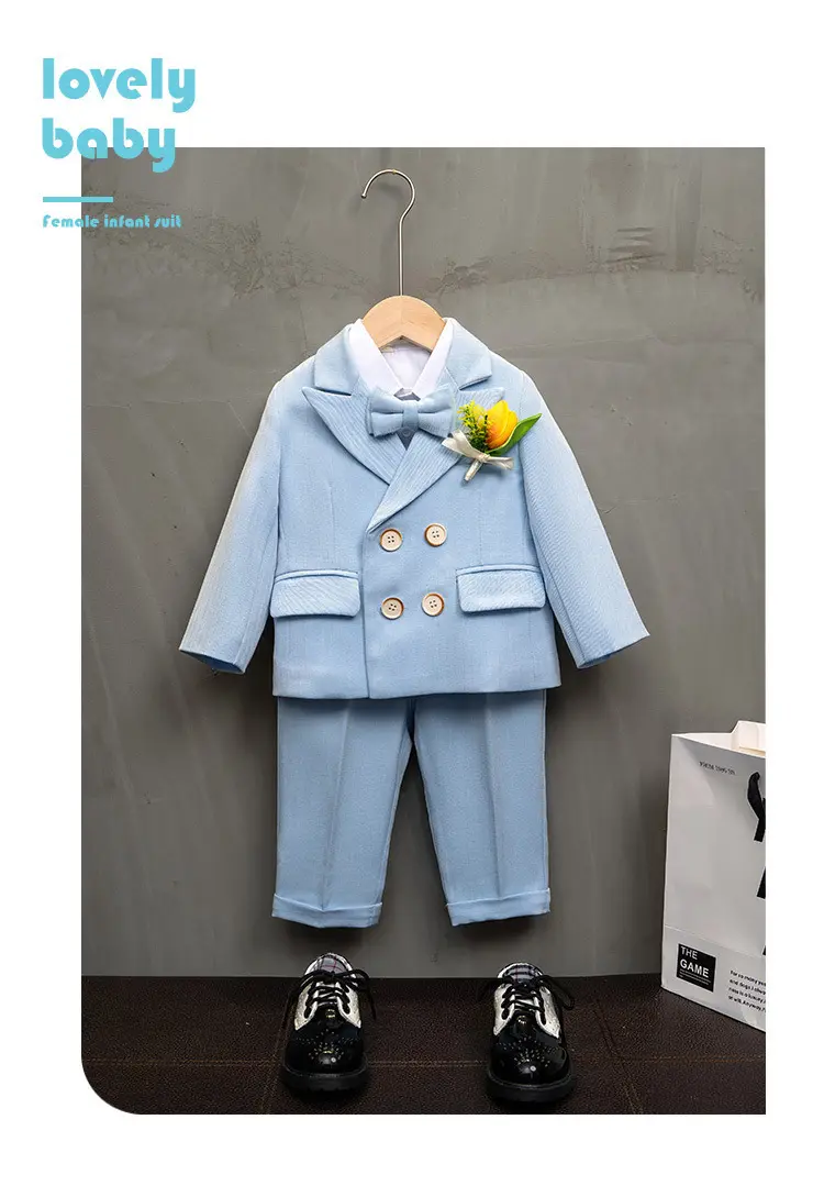 儿童西装秋冬新款英伦风婚礼花童礼服套装宝宝周岁生日宴会演出服