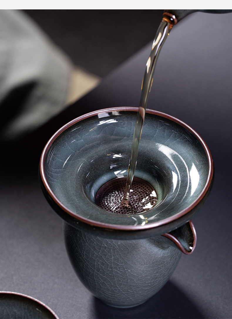 龙泉青瓷茶漏漏托铁胎可养开片茶叶过滤网托陶瓷家用功夫茶具配件