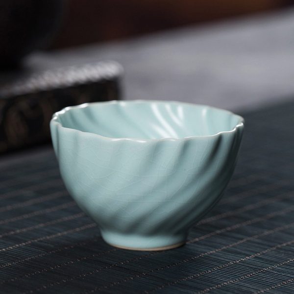 龙泉青瓷 汝窑主人杯单杯茶具 功夫茶杯 品茗杯陶瓷家用会客杯