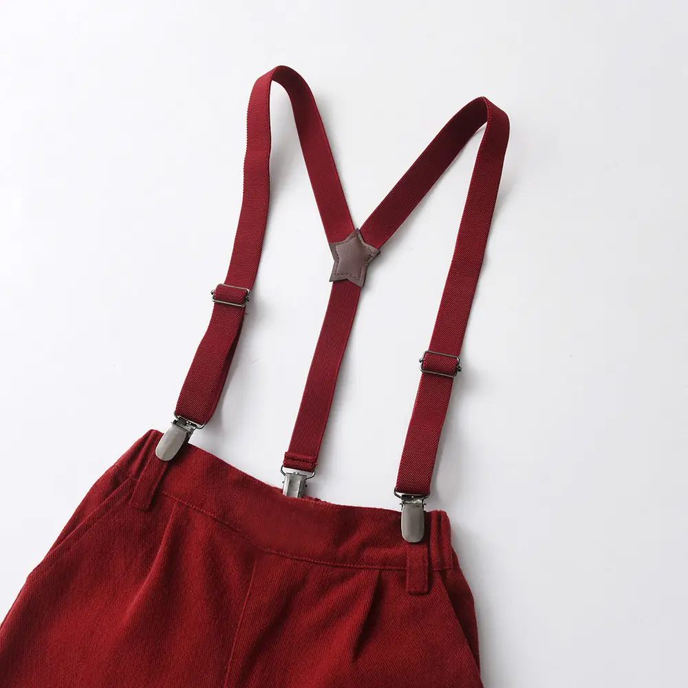 儿童秋装外贸童装圣诞印花长袖衬衫背带裤中大童套装男宝周岁礼服