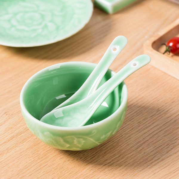 龙泉青瓷 厂家直销酒店餐厅小汤勺汤匙调羹 陶瓷家用喝粥甜品勺子