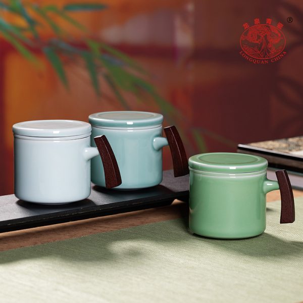 龙泉青瓷莲瓣高足杯子复古茶杯陶瓷家用主人杯单品茗杯功夫泡茶具