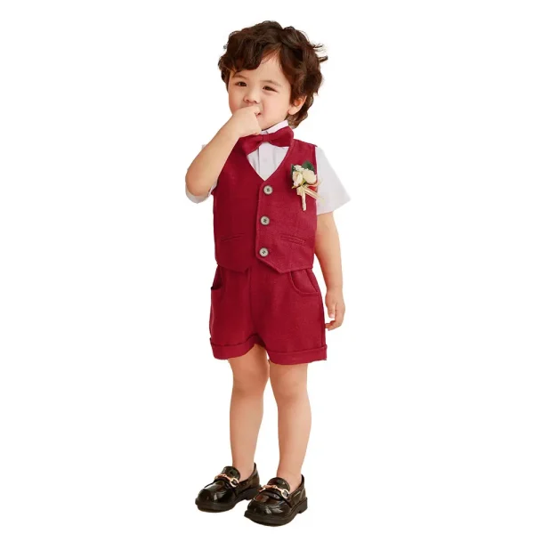 儿童西装马甲套装宝宝夏季周岁礼服生日主持人男童花童钢琴表演服