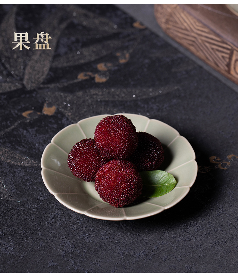 龙泉青瓷办公马克水杯带盖家用果盘香薰套装陶瓷喝茶杯端午节送礼