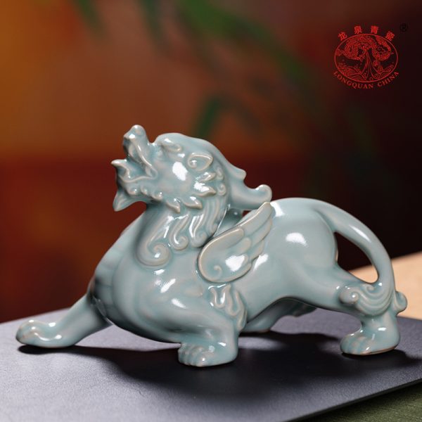 龙泉青瓷 手工大号貔貅茶宠招财 陶瓷家居摆件茶桌装饰品茶具配件