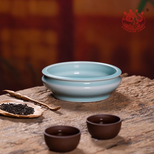 龙泉青瓷纯手工茶洗家用陶瓷水盂大号高档功夫茶具茶道配件笔洗缸