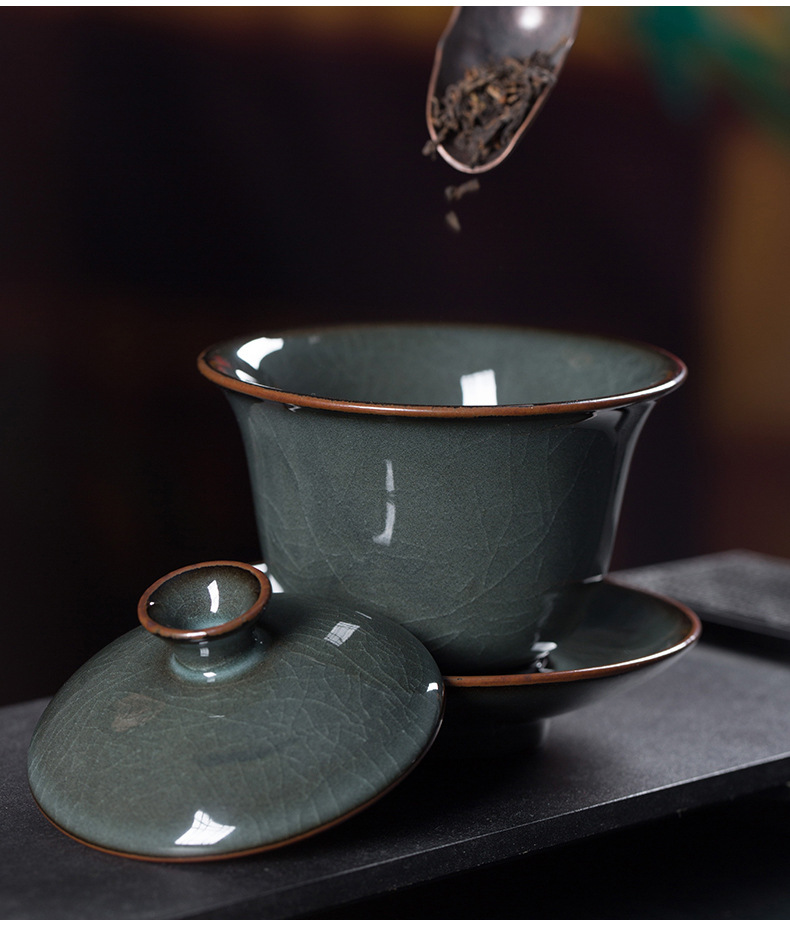 龙泉青瓷 铁胎茶具套装陶瓷哥窑冰裂泡茶壶 功夫茶具高档套装批发