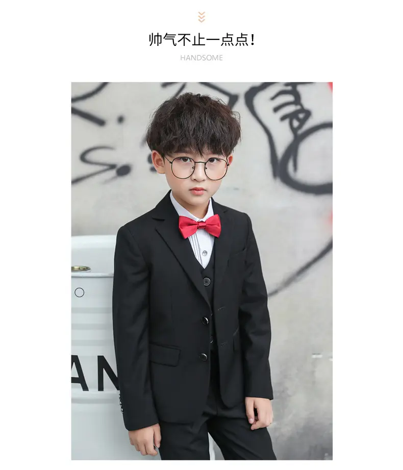 儿童小西装套装花童外套主持人男孩礼服大童宝宝男童西服三件套