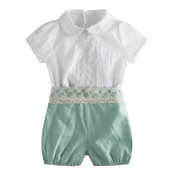 2025外贸欧美西班牙宝宝短袖短裤表演摄影Infant clothes男童童装
