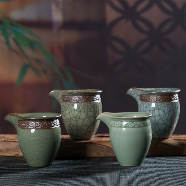 龙泉青瓷哥窑冰裂功夫茶具茶具配件公道杯陶瓷家用分茶器匀杯茶海