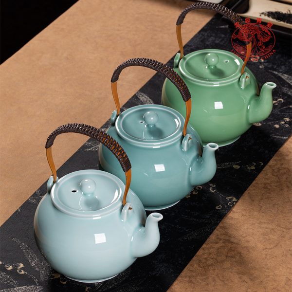 龙泉青瓷 茶壶单壶大容量功夫茶具泡茶壶 陶瓷提梁壶过滤凉茶壶