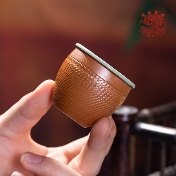 龙泉青瓷 创意手工跳刀主人杯单杯 陶瓷功夫茶杯小号闻香杯品茗杯