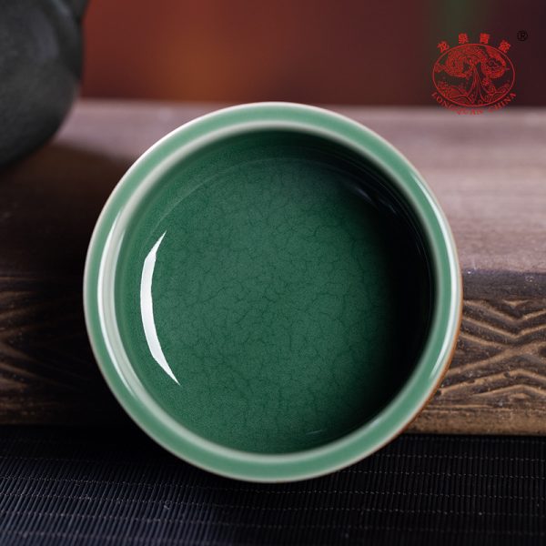 龙泉青瓷 功夫茶杯手工主人杯单杯 陶瓷高档跳刀品茗杯茶碗礼盒装