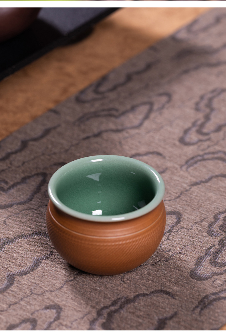 龙泉青瓷 主人杯手工跳刀功夫茶杯泡茶盏杯 陶瓷高档风水缸品茗杯