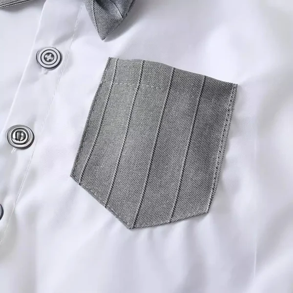 新款跨境童装背带裤两件套宝宝衣服夏季短袖条纹英伦绅士男童套装
