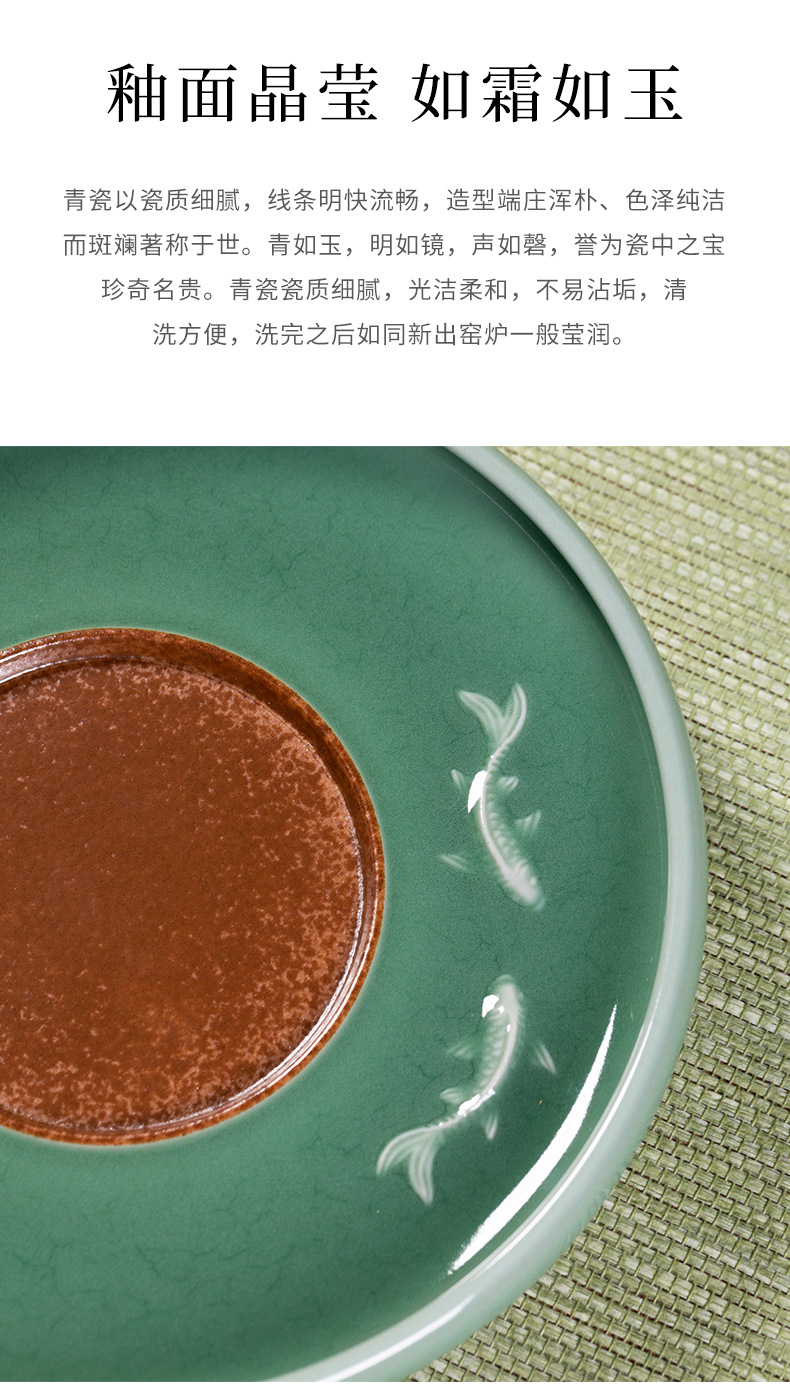 龙泉青瓷三才盖碗家用茶具套装敬泡茶碗陶瓷高档手工盖碗茶礼盒装