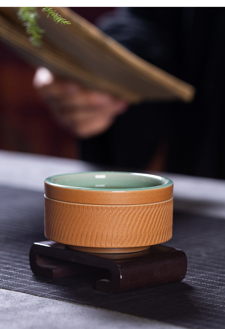 龙泉青瓷 功夫茶杯手工主人杯单杯 陶瓷高档跳刀品茗杯茶碗礼盒装