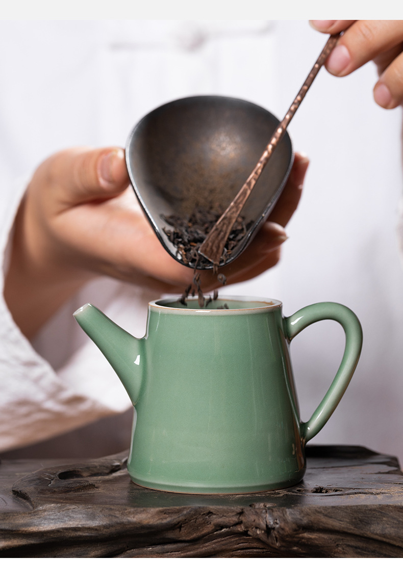 龙泉青瓷原矿跳刀手工功夫茶具套装陶瓷高档茶壶杯一壶四杯礼盒装