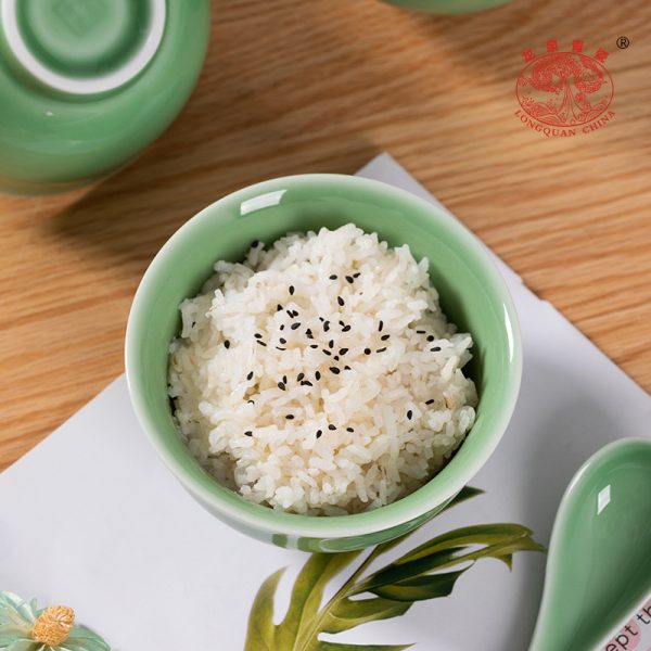 龙泉青瓷米饭碗创意中式餐具陶瓷家用加厚大号面汤碗喝粥碗点心碗