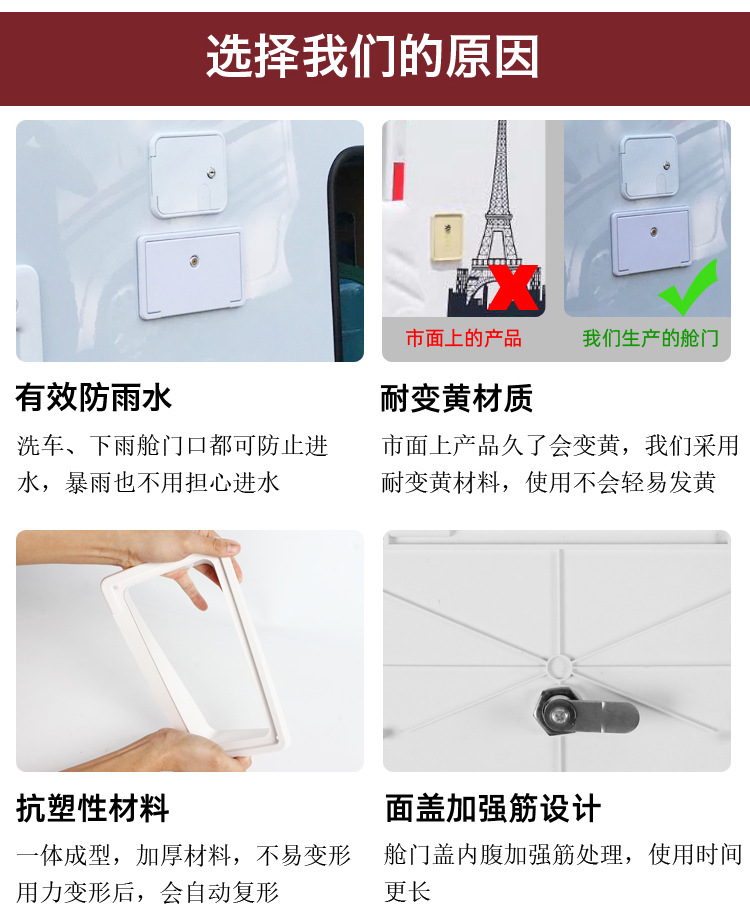 房车带锁舱门 拖挂车防水仓门 带小仓门外接电源插座舱门改装配件