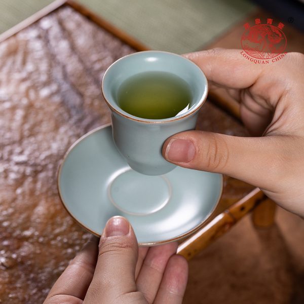 龙泉青瓷汝窑手工主人杯盏陶瓷中式简约功夫茶具品茗杯子泡茶单杯