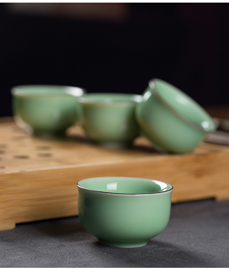 龙泉青瓷 便携旅行茶具套装陶瓷泡茶壶一壶四杯 创意商务礼品茶杯