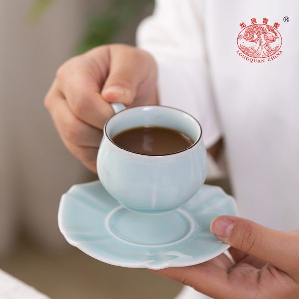 龙泉青瓷创意功夫茶具一壶四杯陶瓷咖啡红茶壶茶杯中式高档礼盒装