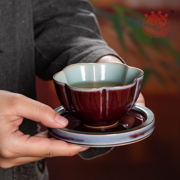 龙泉青瓷 功夫茶杯钧窑手工主人杯单个杯 陶瓷高档品茗杯泡茶杯盏