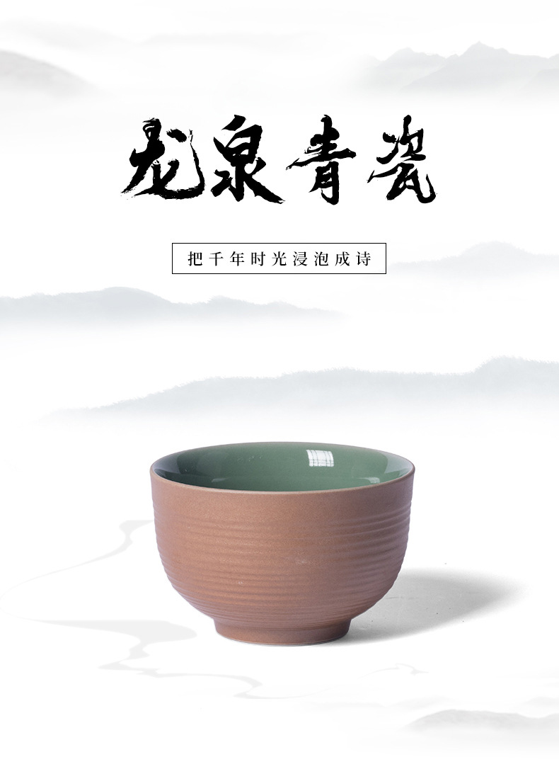 龙泉青瓷 中式大号米饭碗创意粗陶瓷碗 家用酒店民宿复古陶瓷餐具
