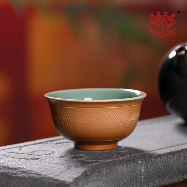 龙泉青瓷复古手工主人杯单杯陶瓷功夫茶具泡茶品茗杯跳刀闻香茶碗