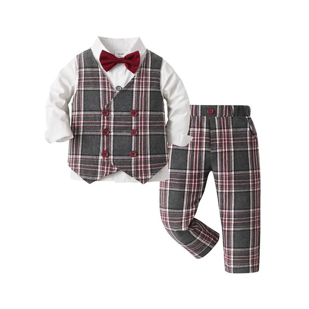 源头工厂礼服童装男孩春秋款儿童衣服宝宝绅士马甲小西服男童套装