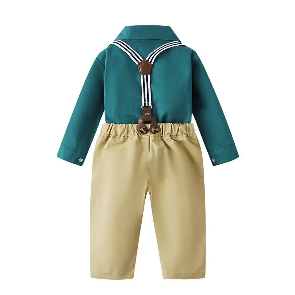 跨境欧美新款春秋童装男童长袖衬衫长裤绅士三件套礼服表演服一件