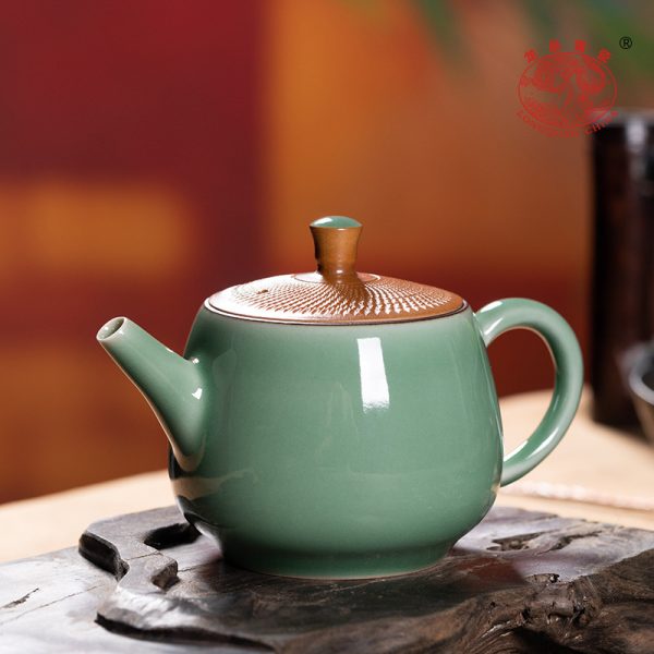 龙泉青瓷原矿手工跳刀茶壶陶瓷泡茶单壶中式功夫茶具家用高档批发