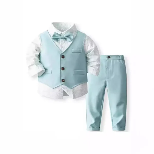 男童马甲套装春秋新款花童婚礼服外贸西装儿童周岁生日钢琴演出服