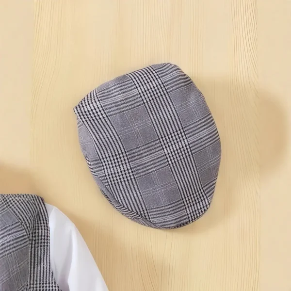 跨境专供春秋款儿童礼服格子马甲套装长袖衬衣男童西装演出服童装