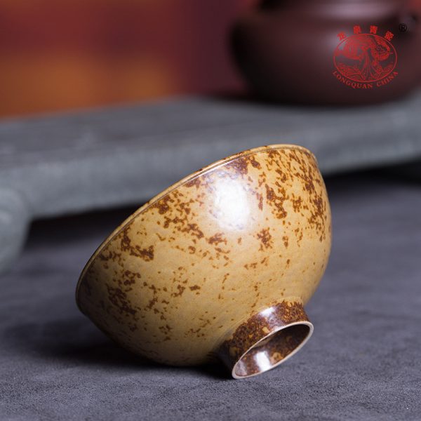 龙泉青瓷名家徐峻清手作主人杯单杯陶瓷仿柴烧圆融品茗杯大号茶碗