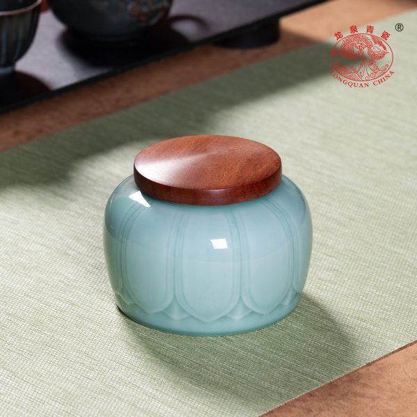 龙泉青瓷茶叶罐礼盒装龙井普洱红茶陶瓷储存茶罐密封罐家用大容量