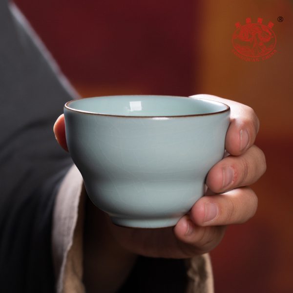 龙泉青瓷 家用功夫茶具手工主人杯单杯 陶瓷中式汝窑品茗杯泡茶碗
