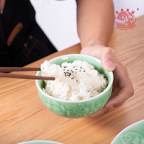 龙泉青瓷 家用4.5英寸米饭碗单个加厚吃饭碗 陶瓷中式餐具甜品碗