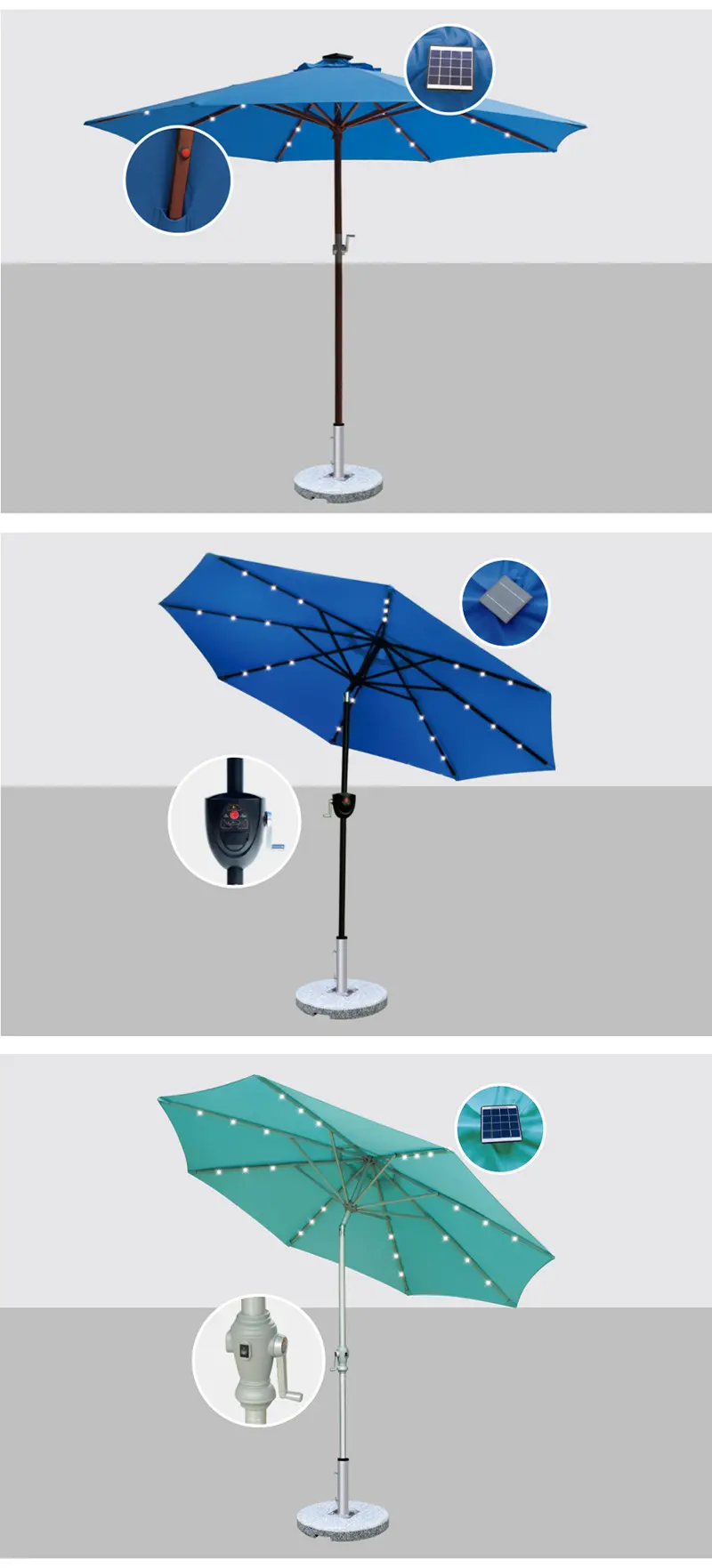 【中柱伞定制】室外实木太阳能伞摆摊户外遮阳伞商业街广告花园伞