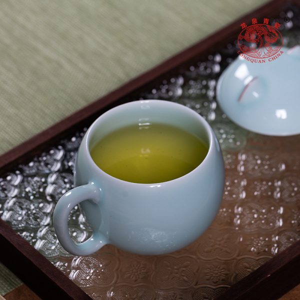 龙泉青瓷马克杯创意陶瓷杯子加盖高颜值招财猫喝水咖啡办公女茶杯