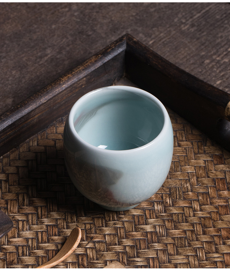 龙泉青瓷 创意原矿手工主人杯单个杯 陶瓷品茗杯茶碗高档功夫茶杯