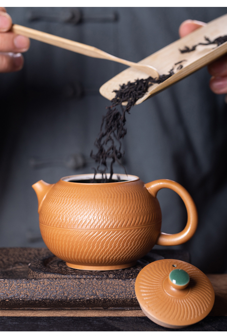 龙泉青瓷 跳刀西施壶茶壶单壶 陶瓷全手工泡茶壶高档中式功夫茶具
