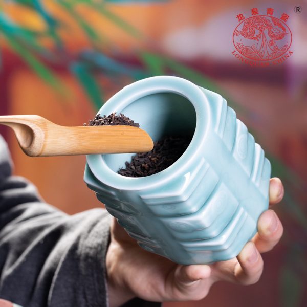 龙泉青瓷 创意酸枝木茶杯茶叶罐组合 高档商务礼品陶瓷茶杯礼盒装