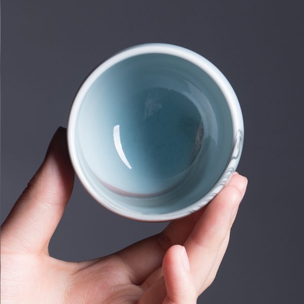 龙泉青瓷 创意功夫茶杯原矿手工杯主人杯 陶瓷高档绞胎品茗杯茶碗