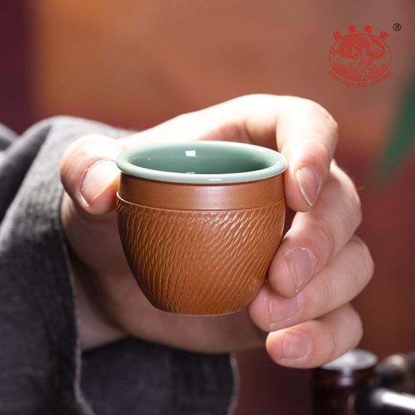 龙泉青瓷 创意手工跳刀主人杯单杯 陶瓷功夫茶杯小号闻香杯品茗杯