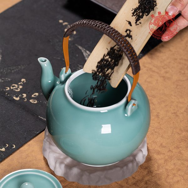 龙泉青瓷 茶壶单壶大容量功夫茶具泡茶壶 陶瓷提梁壶过滤凉茶壶