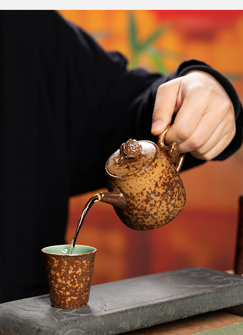 龙泉青瓷泡茶壶单个功夫小茶壶2024新款窑变手工陶瓷一人用冲泡壶